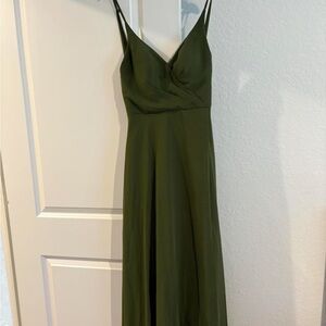 Azazie Olive Green Maxi Dress